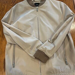 Theory Tan Bomber Jacket with Ribbed Accents